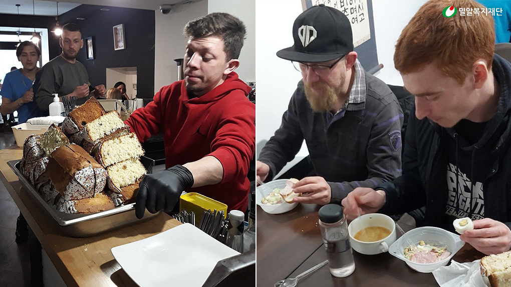 K-FOOD에서 식사를 하고 있는 우크라이나 피난민들(2).jpg