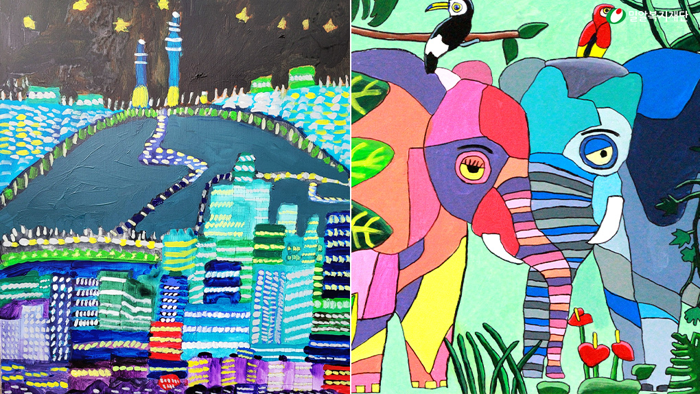 (좌)윤인성 작가 ‘남산타워 야경’, (우)최석원 작가 ‘사랑하고 있는 코끼리’.jpg