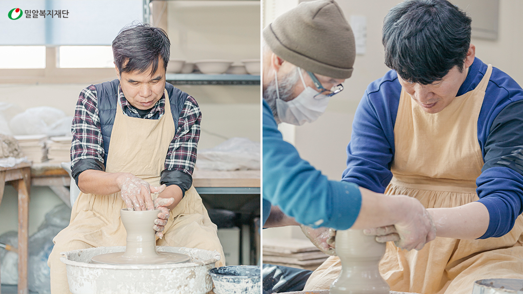 ‘도자기 물레체험’ 중인 시청각장애인들.jpg